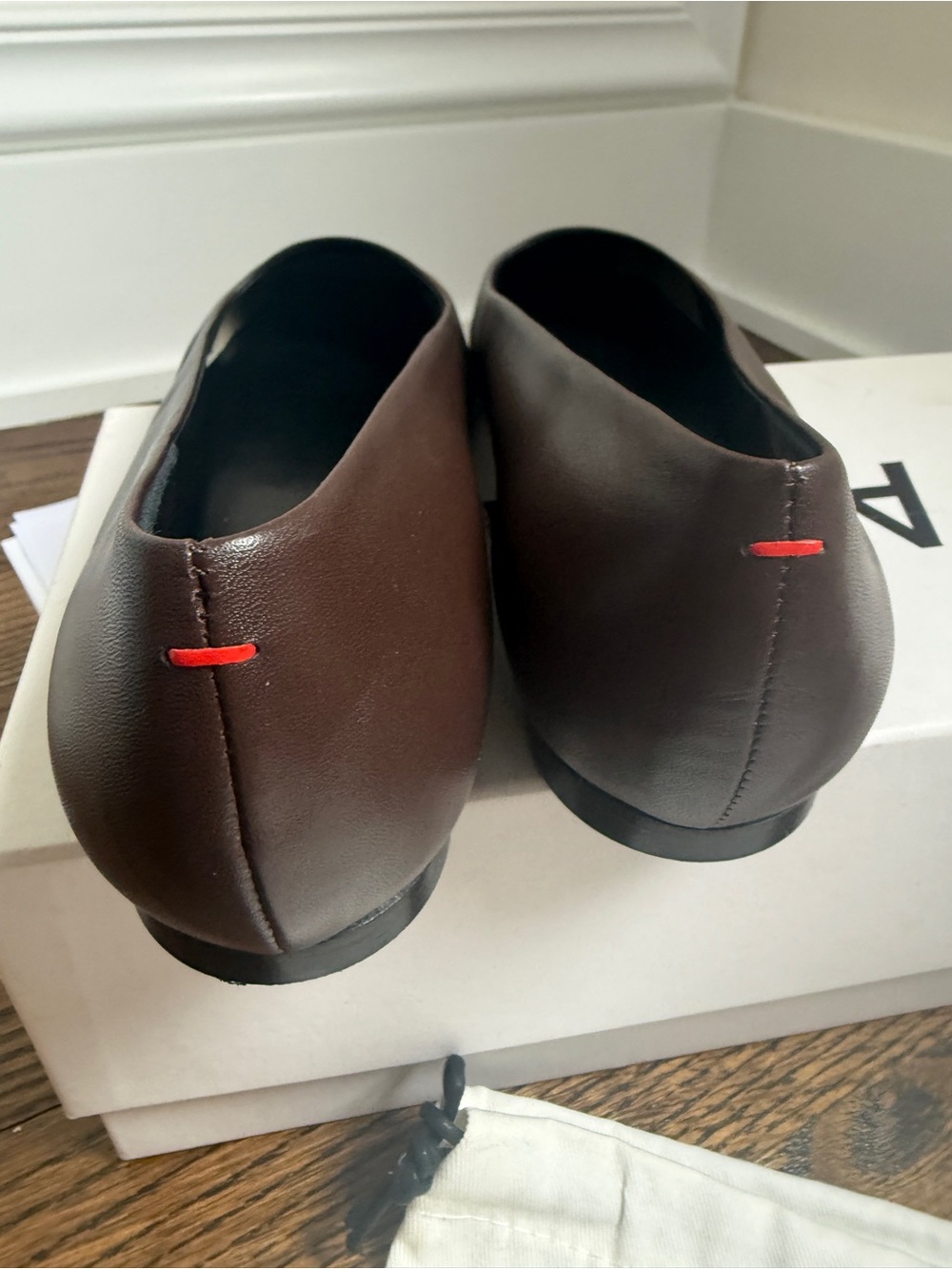 Aeyde Brown Leather Square-Toe Ballet Flat Matti Napa leather ballet Sz 40 - Picture 11 of 12